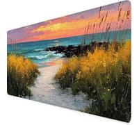 Green Mouse Pad 100 x 50cm, Large Mouse Mat Flower Desk Mat with Anti-Slip Rubber Base, Waterproof Surface Stitched Edges Keyboard Mat, Home Office, Desk Accessories for Men, Gifts for Women ed3264