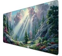 Green Mouse Pad 60 x 30cm, Large Mouse Mat Landscape Desk Mat with Anti-Slip Rubber Base, Waterproof Surface Stitched Edges Keyboard Mat, Home Office, Desk Accessories for Men, Gifts for Women wx2859