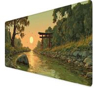 Green Mouse Pad 80 x 40cm, Large Mouse Mat River Desk Mat with Anti-Slip Rubber Base, Waterproof Surface Stitched Edges Keyboard Mat, Home Office, Desk Accessories for Men, Gifts for Women tr1534