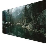 Green Mouse Pad 90 x 40cm, Large Mouse Mat River Desk Mat with Anti-Slip Rubber Base, Waterproof Surface Stitched Edges Keyboard Mat Home Office Gaming Desk Accessories for Men, Gifts for Women tv965