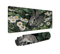 Green Mouse Pad Large 900x400x3 mm, Rabbit Mouse Mat Waterproof Desk Mat with 3MM Stitched Edges, Non-Slip Rubber Base Mousepad Computer Accessories for Gaming, Office, Gifts for Women -zjn2509C7