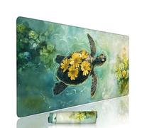 Green Mouse Pad Large Gaming Keyboard Pads 27.6x11.8x0.12 inch Computer Full Desk Mat Waterproof with Rubber Base Non-Slip xxl Turtle Laptop Mat Gaming Accessories with Stitched Edges Office w-1888