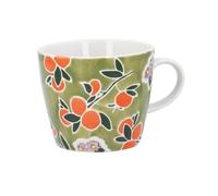 Green Mug with Orange Satsuma Branch Pattern, Bright Tea Cup, Colourful Coffee Cup, Kitchen Gift, Pretty Floral Coffee Mug, Housewarming/Mothers Day Present