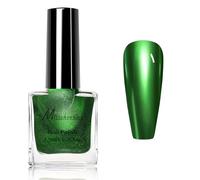 Green Nail Varnish - Deep Green Chrome Nail Polish Quick Dry - Long Lasting Metallic Nail Polish Chip Resistant - Natural Breathable Nail Varnish Vegan - Non-Toxic & Silky Smooth Application