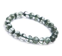 Green Natural Phantom Quartz Crystal Round Bead Bracelet 8mm AAAA