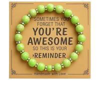 Green Natural Stone Beaded Bracelet with Inspirational Message Card for Women, Adjustable Gift Jewellery Set for Positivity, Encouragement, Birthdays and Everyday Wear, Thoughtful Present for a Friend