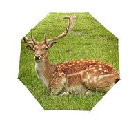 Green Nature Deer Umbrella Windproof Automatic Foldable Umbrells Auto Open Close for Men Women Kids