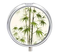 Green Nature Plant Pill Box 3 Compartment Small, Personalized Pill Organizer with Mirror, Portable Pill Case for Pocket Or Purse, Round Pill Containe Travel Gifts, Pill Holder