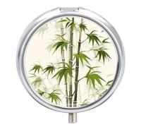 Green Nature Plant Pill Box Medicine Pill Organizer 3 Compartment Daily Pill Case Small Pill Container Round Pill Holder Travel Pill Box Metal Pill Case for Purse Pocket