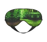 Green Nature Print Soft Eye Mask – Comfortable Sleep with Adjustable, Elastic Nighttime Shade for Travel, Meditation