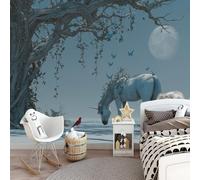 Green Nature Snowfield Unicorn Ancient Trees Wallpaper, Non-Woven Wall Mural for Bedroom & Living Room 300 x 210 cm Premium Art Print Poster Picture Decoration Not Self Adhesive Room Decor