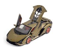 (green) New 1:24 Lamborghini Sian FKP 37 Car Sports Car Model Diecast Sound Super Racing Car Lifting Tail Wing Wheels Children Boys Gift