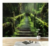 Green Non-Woven Wall Mural 400W x 280H cm, Nature Scenery Rainforest Moss Premium Wallpaper - Wall Art Decoration Poster for Kids Room Bedroom Living Room, High-Definition Photo Mural Picture