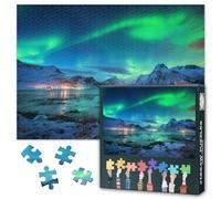 Green Northern Lights Puzzles for Adults 1000 Pieces, Aurora Borealis Jigsaw Puzzles, Adult Puzzle for Adults, Educational Fun Games or Toys for Elders Friends 20X27 INCH