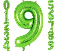 Green Number 9 Balloon 40 Inch, Big Large Foil Helium Number Balloons, Jumbo Giant Mylar Number 9 Balloons for 9 Year Old Birthday Party Decorations Supplies Anniversary Celebration