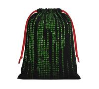 Green Number Binary Drawstring Gift Bag Holiday Present Goody Bags For Xmas Party Reusable Storage Pouches