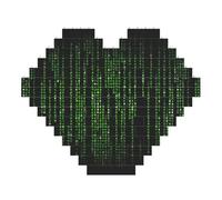 Green Number Binary Print Art Brick Puzzle Heart Shaped DIY Building Blocks Set 3D Jigsaw Home Decor 53 Pieces