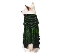 Green Number Binary Print Dog Hoodie Sweatshirt For Small Dogs, Warm, Soft And Breathable Pet Clothes, Easy To Wear Jumper For Winter And Fall Warm