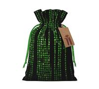 Green Number Binary print Drawstring Gift Bag for Wedding Party Birthday Unique Present Bag Reusable Canvas Bag,1 Piece S