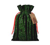 Green Number Binary print Drawstring Gift Bag for Wedding Party Birthday Unique Present Bag Reusable Canvas Bag,1 Piece M