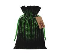 Green Number Binary Print Festive Christmas Bag Drawstring Gift For Holiday Xmas Anniversaries Party Presents