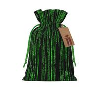 Green Number Binary Print Reusable Drawstring Pouch,Perfect For Birthdays,Anniversaries,And Parties
