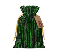 Green Number Binary Print Reusable Drawstring Pouch,Perfect For Birthdays,Anniversaries,And Parties