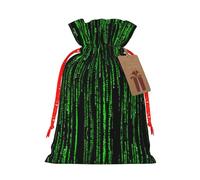 Green Number Binary Print Reusable Drawstring Pouch,Perfect For Birthdays,Anniversaries,And Parties