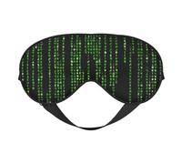 Green Number Binary Print Silk Sleep Mask with Adjustable Buckle Stylish Eye Mask for Women Travel Nap Shift Work Office