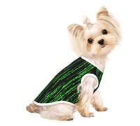 Green Number Binary Print Sleeveless T-Shirt for Dogs Cats Tank Top Apparel Wear Indoor Outdoor Fashion Gear