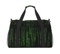 Green Number Binary Print Travel Companion Duffle Bag Weekender Bag Sport Gym Bag for Women Men