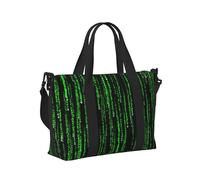 Green Number Binary Print Travel Hand Bag for Women Men Foldable Weekend Vacation Journeys Tote Shoulder Bags