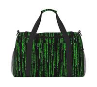 Green Number Binary Print Versatility Ample Space Travel Bag Stylish Functional Tote for Outdoor Activities