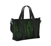 Green Number Binary Print Women Men Travel Hand Bag for Foldable Portable Tote for Weekend Trips Travel