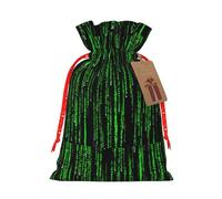 Green Number Binary Printing 4.7x6.9 In Christmas Bag With Drawstring,Ideal For Adults To Wrap Gifts For Christmas Halloween