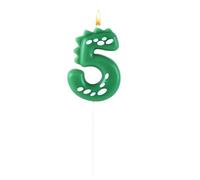 Green Number Dinosaur 5th Birthday Candle - Dinosaur Cake Topper with Number 5 Candle, Cute Dinosaur Party Decorations for Boys’ 5th Birthday, Safe Happy Birthday Candle for Cake Decoration