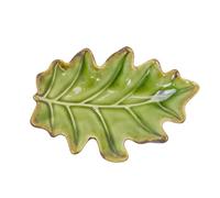 Green Oak Leaf Trinket Dish | 15cm Rustic Ceramic Botanical Leaf Trinket Tray for Jewellery Keys & Home decor