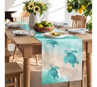 Green Ocean Gradient Weaves Table Runner 90 Inches Long,Table Runners Kitchen Dining Tables Decoration for Home Party Decor, Summer Beach Sea Turtle Tables Runner for Home Party Wedding Dresser Scarf
