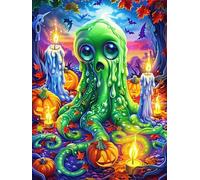 Green Octopus in A Magical Forest 500-piece Jigsaw Puzzle Bundle Wildlife Pet Family Puzzle Lovers Brain Training Mindful Activity Spring Gift Durable Cardboard 500 PCS