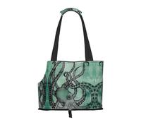 Green Octopus Patterned pet shoulder bag 26 * 34cm lightweight breathable travel pet bag weekend pet travel set