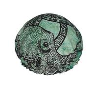 Green Octopus Shower Cap Reusable Bath Hair Cap Double Layer Waterproof Bathing Shower Hat for Ladies, Men, Kids, Spa or Salon