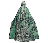 Green Octopus Unisex Hooded Halloween Cloak Cosplay Halloween Christmas Fancy Dress Costumes For Adults