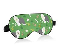 Green Old English Sheepdog Sleep Eye Mask, Sleeping Mask & Blindfold with Elastic Headband Soft Comfort Eyeshade Sleep Cover for Travel Yoga Nap