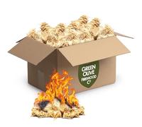 Green Olive Firewood - 350 Box of Natural Firelighters for Wood Burners, Log Burners, Stoves, Pizza Ovens - Eco Wood Wool Fire lighters for Lighting BBQ, Camping Open Fires & Fireplaces