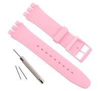 Green Olive Replacement Waterproof Silicone Rubber Watch Strap Watch Band for Swatch (17mm 19mm 20mm) (19mm, Light Pink)