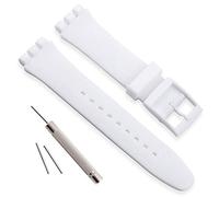 Green Olive Replacement Waterproof Silicone Rubber Watch Strap Watch Band for Swatch (17mm 19mm 20mm) (20mm, White)