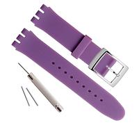 Green Olive Silver Plated Stainless Steel Buckle Waterproof Silicone Rubber Watch Strap Watch Band (17mm, Purple)