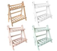(Green, One size) 2 Tier Wood Storage Shelf Desktop Wooden Rack Plant Pot Flower Basket Stand for Home Kitchen Bathroom Spice Towel Holder Green