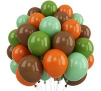 Green Orange Balloons, 12 Inch Sage Green and Brown Latex Balloon, Olive Coffee and Orange Party Decorations for Jungle Safari Kids Birthdays Baby Shower Animal Wild Woodland Party Supplies