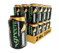 Green Orangeade - Low Calorie Soft Drinks - Sparkling Orange Flavour with 20% Natural Juice - No Added Sugar, Sweetened with Stevia, No Aspartame - Alternative Fizzy Drink - Bulk Pack 24 Cans x 330ml